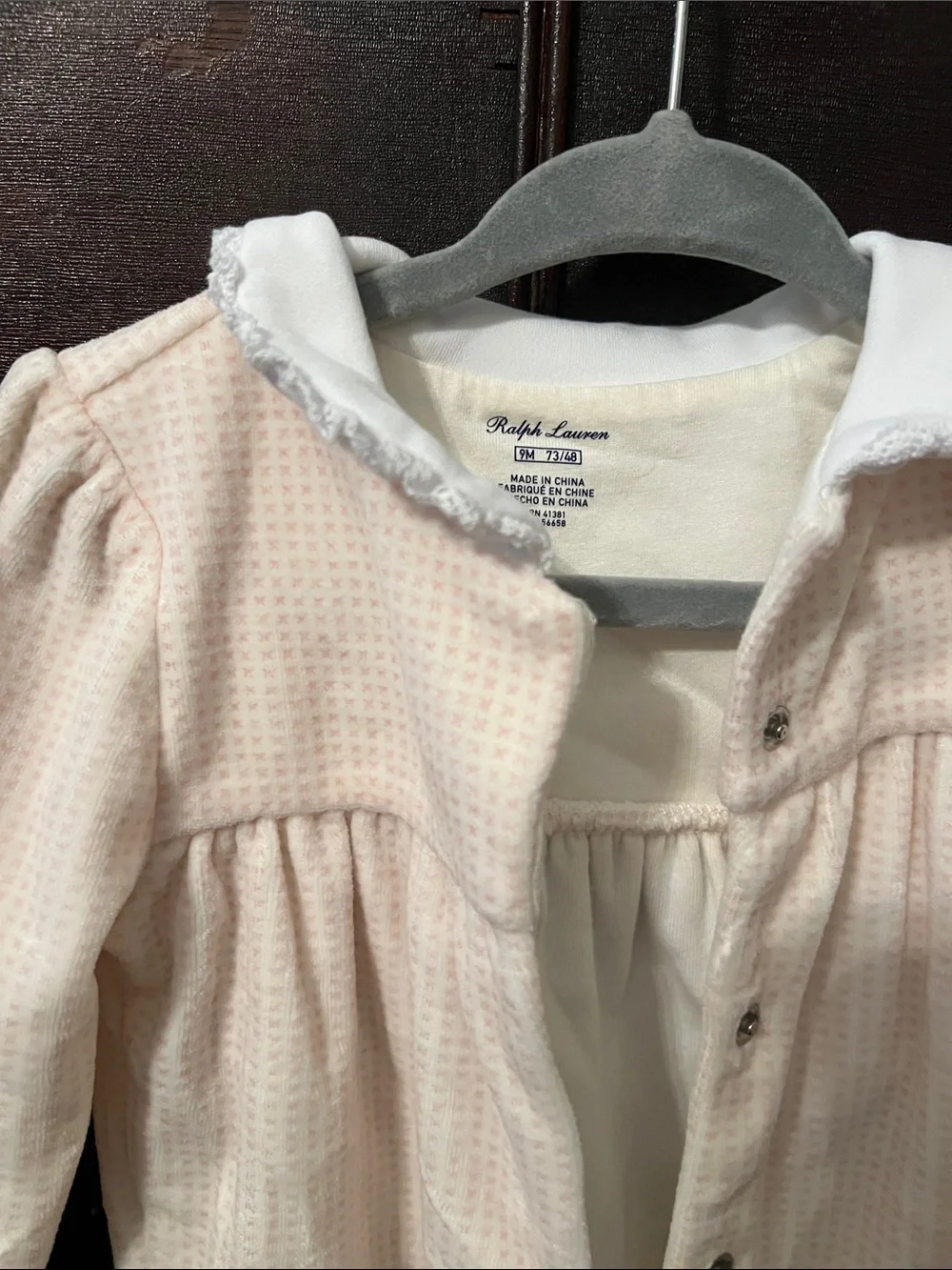 Footed One-Piece Sleep Suit in Cream with Soft Pink X Print